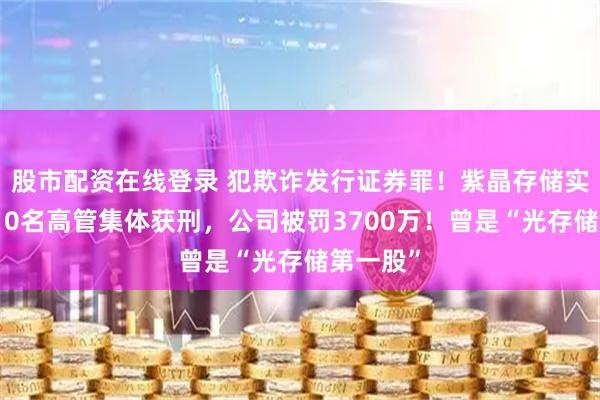 股市配资在线登录 犯欺诈发行证券罪！紫晶存储实控人等10名高管集体获刑，公司被罚3700万！曾是“光存储第一股”