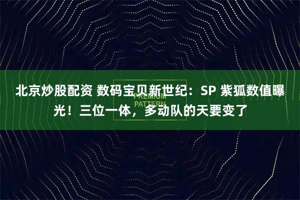 北京炒股配资 数码宝贝新世纪：SP 紫狐数值曝光！三位一体，多动队的天要变了